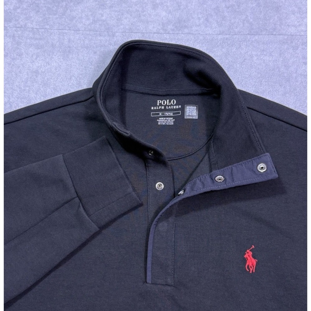 Polo Ralph Lauren Pullover Mens M Black Snap Button Dadcore Normcore Modern